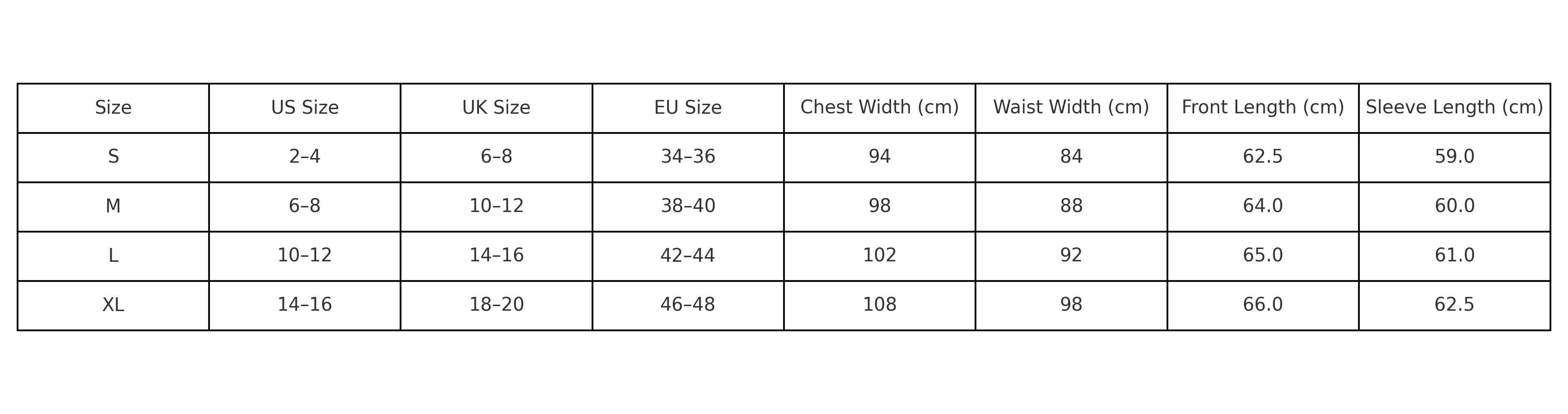 Size Chart